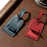 Étiquette de bagage de luxe en cuir de cheval fou véritable coffret cadeau de mariage étiquette de valise de voyage