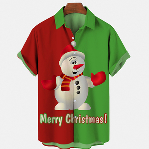<span class=keywords><strong>Camicie</strong></span> Estive Traspiranti Ecologiche in Poliestere/Cotone, Vendita Calda, Collezione Natalizia Hawaiana Tropicale Stampata, <span class=keywords><strong>Camicie</strong></span> Corte da <span class=keywords><strong>Uomo</strong></span> Carine - Product Image 4