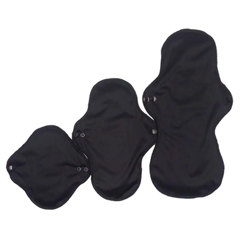 Недорогое полотенце из бамбукового угля, черная Водонепроницаемая моющаяся дышащая многоразовая впитывающая менструальная гигиеническая прокладка для женщин