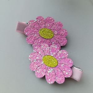 Hot Selling <b>Sweet</b> Candy Color Glitter <b>Flower</b> Design Fashion Mini Fabric Hair Clips & Felt Hairpins for Girls Kids Party Use - Product Image 3