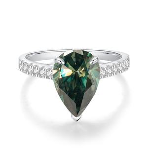 Toptan Moissanite armut şekilli aşk yüzüğü takı söz kadınlar için 925 ayar gümüş nişan düğün Moissanite yüzük - Product Image 4