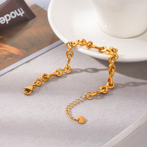 Pulsera de Cadena Infinita Geométrica Minimalista al por Mayor, de Acero Inoxidable Pulido, Antidesvanecimiento, Accesorios de Uso Diario para Damas - Product Image 2