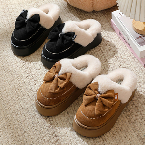 Pantuflas Coreanas de Marca Privada con Bordado Floral, Cómodas, de Felpa y Algodón para Invierno, Uso Doméstico, Suela de EVA para Verano y Otoño - Product Image 2