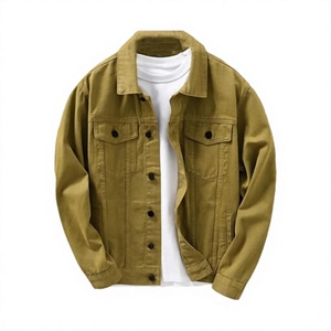 Chemise-veste décontractée pour homme en coton 100% respirant, vert olive, col mandarin, coupe classique, boutonnage simple, hiver - Product Image 1