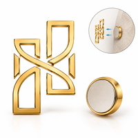 Broche magnétique personnalisée avec logo, badge en métal doré, fermoir magnétique détachable, sans épingle, accessoire vestimentaire