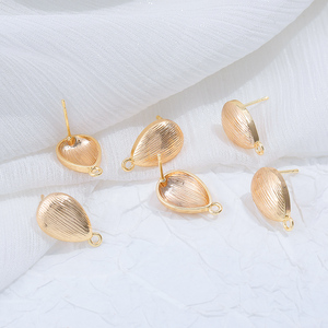 Zhongxing accessori orecchini DIY irregolari ovali spazzolati fogli di rame orecchini <span class=keywords><strong>925</strong></span> <span class=keywords><strong>argento</strong></span> forma goccia d'acqua orecchini - Product Image 1