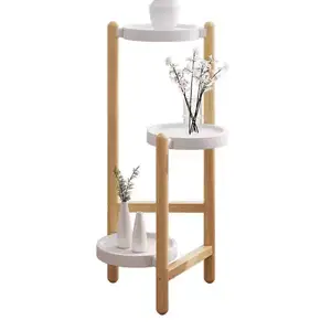 Mensola per fiori di bambù, supporto per mensola alta in metallo per interni, espositore per esterni per vasi da fiori per soggiorno ad angolo