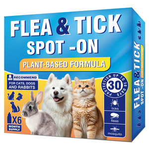 Prix d'usine en gros, nouveau lot de 6 gouttes anti-puces et anti-tiques à formule naturelle, huile essentielle pour chats, chiens et lapins, en stock - Product Image 6