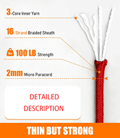 Cordon de parachute en polyester et nylon durable, 3 brins, 325 pieds, corde tressée pour tente, paracorde en nylon de 2 mm
