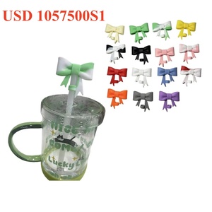 Luxe hoogwaardige 3D strik strikjes 10mm siliconen stof- en spatwaterdichte drinkaccessoires rietjes charme hoesjes stoppers toppers - Product Image 2