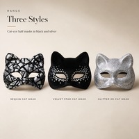 Masque de bal de carnaval sexy en dentelle noire, accessoires de cosplay, collection de masques série chat, oreilles de chat, rétro, fête de carnaval