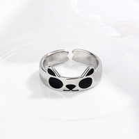 Bagues Panda Cartoon Adorables pour Femmes et Filles, Bague Ajustable en Forme d'Animal, Accessoires de Bijoux
