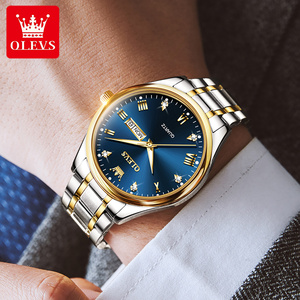 Reloj de Pulsera de Cuarzo para Hombre, OEM 5563, Acero Inoxidable Dorado, Lujoso, Personalizado, Luminoso, Deportivo, con Fecha, Resistente al Agua, para Regalo - Product Image 4