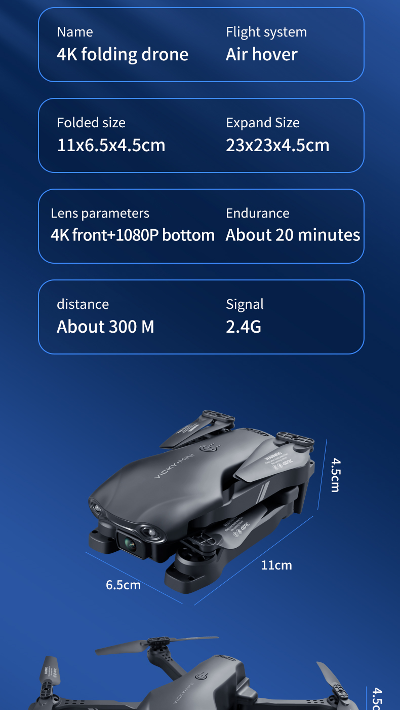 HOT 4DRC V13 Mini Rc Drone 4k Dual Camera WiFi Fpv Drone Dual Camera Foldable Quadcopter Real-time transmission Helicopter