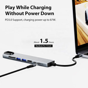 Pix-Link 8 en 1 <span class=keywords><strong>USB</strong></span> <span class=keywords><strong>HUB</strong></span> Tipo <span class=keywords><strong>C</strong></span> Splitter 4K Thunderbolt 3 Estación de acoplamiento Adaptador de computadora portátil para <span class=keywords><strong>Macbook</strong></span> <span class=keywords><strong>Air</strong></span> <span class=keywords><strong>M1</strong></span> RJ45 HDTV Stock - Product Image 3