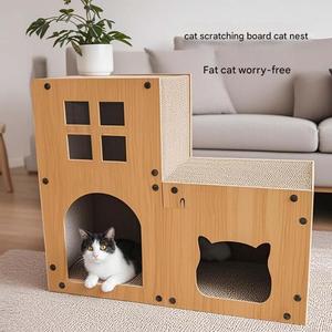Rascador <span class=keywords><strong>para</strong></span> <span class=keywords><strong>Gatos</strong></span> Ecológico de Cartón Corrugado de Alta Densidad, Casa <span class=keywords><strong>para</strong></span> <span class=keywords><strong>Gatos</strong></span>, <span class=keywords><strong>Castillo</strong></span> de Cartón Resistente <span class=keywords><strong>para</strong></span> <span class=keywords><strong>Gatos</strong></span> Grandes de Interior - Product Image 1