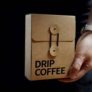 Sac fourre-tout rétro en papier kraft épais avec poignée en corde de cuir de vachette, fermeture à bouton, pour emballage de café, boîte de rangement portable pour documents et aliments - Product Image 1