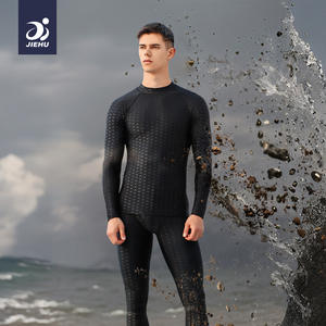 Traje de Baño Jiehu para Hombre, Manga Larga, UPF50+, Secado Rápido, Cuello Redondo, Traje de Natación de Cuerpo Completo para Fitness, Deportes Acuáticos, Adultos - Product Image 3