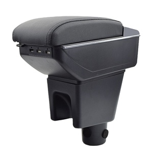 Vtear Boîte de rangement élégante en ABS et cuir PU <span class=keywords><strong>pour</strong></span> <span class=keywords><strong>accoudoir</strong></span> <span class=keywords><strong>avant</strong></span> de voiture avec porte-gobelet USB, accessoires intérieurs <span class=keywords><strong>pour</strong></span> Proton Saga 2015-2018 - Product Image 1