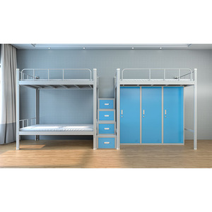 Dormitorio Hierro Acero Armario Habitación Barato Loft Escalera Niño Casa Almacenamiento Precio Metal Chica Adolescente Niños Litera Cama Con Escritorio - Product Image 3