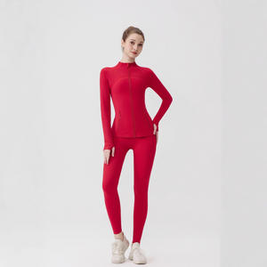 ヨガジャケットとレギンス ランニングジムヨガ 速乾性 通気性 高品質ラグジュアリーファッション アスレチックスポーツウェアセット - Product Image 2