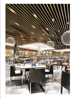 Nuevo diseño Restaurante Techo Grano de madera Materiales de aluminio Productos En FORMA DE U Azulejos de techo de metal Panel de techo