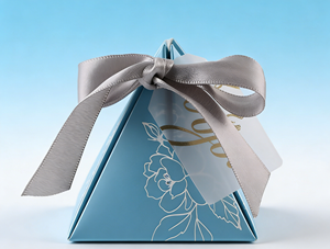 Square <b>Wedding</b> Favor <b>Box</b> Eco-Friendly High-End Thick White Cardboard with Gold Foil Stamping and Varnishing Sponge Liner - Product Image 1