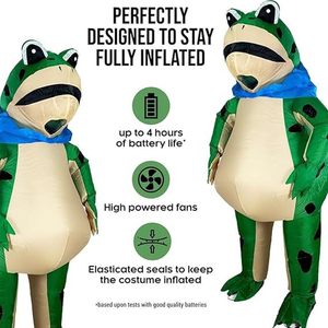 Costume de grenouille gonflable 2026, costume de grenouille amusant à gonfler pour adulte avec pompe à air, grenouille onesie pour adulte pour cosplay - Product Image 2