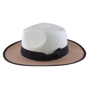 Sombrero de Paja Panamá 2025 para Hombre y Mujer, con Costuras Bicolor, para Verano, Protección Solar, Diseño Liso, para Playa - Product Image 4