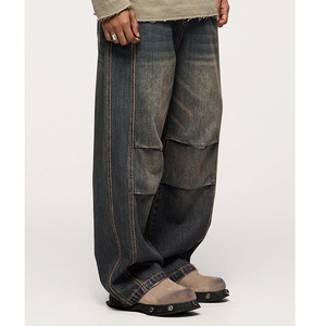 Jeans Holgados de Corte Recto Personalizados para Hombre, Estilo Vintage, Otoño-Verano, 100% Algodón, Secado Rápido, Casual - Product Image 5