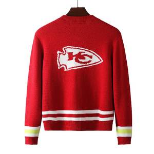 Maglione <span class=keywords><strong>Cardigan</strong></span> da <span class=keywords><strong>Donna</strong></span> con Cappuccio e Zip, a Maniche Lunghe in Maglia Personalizzata con Lettere Jacquard Intarsiate per il Giorno della Partita - Product Image 2