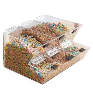 Caja de dulces abatible apilable de doble <span class=keywords><strong>apertura</strong></span> acrílica transparente personalizada, tarro de almacenamiento magnético para supermercados y tiendas minoristas - Product Image 1