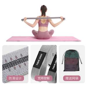 Bande <span class=keywords><strong>élastique</strong></span> de fitness de tension de <span class=keywords><strong>musculation</strong></span> 4cm bande de résistance tricotée longue de yoga de sport - Product Image 6