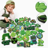 Lot de 39 écussons brodés à coudre ou thermocollants, thème nature vert, motifs animaux de dessin animé, grenouille, cactus, papillon, amusants