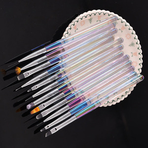Ensemble de pinceaux à ongles en gel avec manche transparent en acrylique personnalisé avec logo, pour la peinture de fleurs ombrées, pinceaux de manucure pour salon - Product Image 3