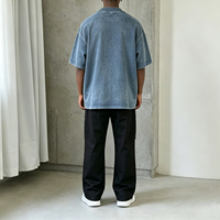 T-shirt Streetwear épais effet délavé, coupe oversize et carrée, avec motif graphique, impression DTG, broderie, usine OEM ODM, faible MOQ