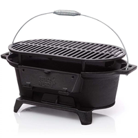Barbecue portable d'extérieur en fonte pour 3 à 5 personnes, durable, écologique, avec dispositif de sécurité flamme, foyer de camping, brasero à poignée