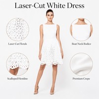 Robes de Soirée Blanches pour Invitées de Mariage 2026 – Élégante Robe Courte de Fête sans Manches à Col Bateau, Découpes Laser Florales, Personnalisable OEM/ODM