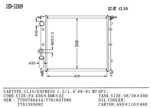 JD 32009 nuevos radiadores automáticos para Renault <span class=keywords><strong>CLIO</strong></span> EXPRESS 1,2 1,4 1988-1991 MT radiador 7700786444 7701047886 7701395092 radiador de coche - Product Image 6