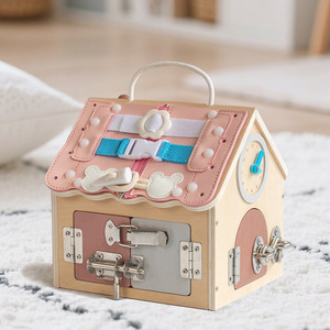 Educational Wooden <strong>Busy</strong> House Multifunctional Sensory Activity <strong>Box</strong> with Locks Latches Zipper Fine Motor Skill Montessori Toys - Product Image 3