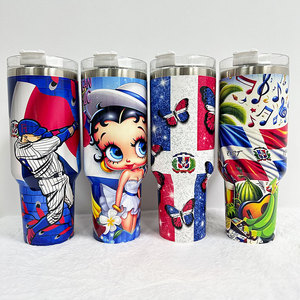 Bán Buôn 40 Oz Puerto Rico Cup Dominica Cộng Hòa Cup Tùy Chỉnh 40 Oz Hai Lớp Thép Không Gỉ Cách Điện Cốc Với Rơm - Product Image 2