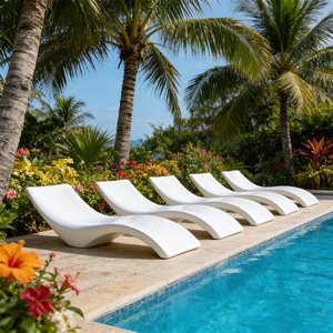 Chaise longue moderne en forme <span class=keywords><strong>de</strong></span> S, chaise longue blanche d'extérieur, imperméable, mobilier <span class=keywords><strong>de</strong></span> terrasse pour piscine, chaise ergonomique - Product Image 2