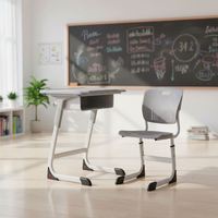 Ensemble de bureau et chaise pour étudiants durable avec tiroir, surface de travail en plastique 620x420 mm, pour l'école, la salle de classe, l'étude