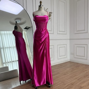 <span class=keywords><strong>Robe</strong></span> de <span class=keywords><strong>soirée</strong></span> Serene Hill 2026 LA73153, fuchsia, sirène, cœur, plissée, en satin de soie, avec bretelles spaghetti, pour bal de promo - Product Image 3