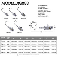 NOUVEAU Hameçon Jig Head NOUVEAU MAJOR Tranchant et Barbelé 9g-40g pour Pêche au Bass en Lac avec Appâts Souples et Technique Drop Shot – 6 Tailles