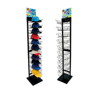 Baseballkappen-Aufbewahrungsregal Bekleidungsgeschäft Hut-Eisenregal Mehrstöckiges Display Mobiles Regal POP-Präsentationsregal