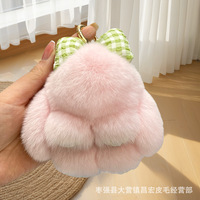 Porte-clés en peluche de lapin Rex de 10 cm, mignon, avec nœud et ruban, pour femmes, accessoires de sac et jouets