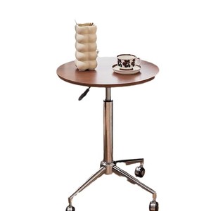 Wan Yusen <b>Round</b> <b>Coffee</b> <b>Table</b> Wood Top Height Adjustable Movable Rotatable For Living Room Home Use - Product Image 5
