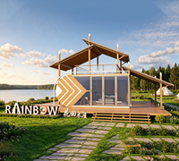 Skyacross Container Factory Maison en bois modulaire préfabriquée pour glamping et villas de vacances avec balcon pour complexe touristique en bord de lac