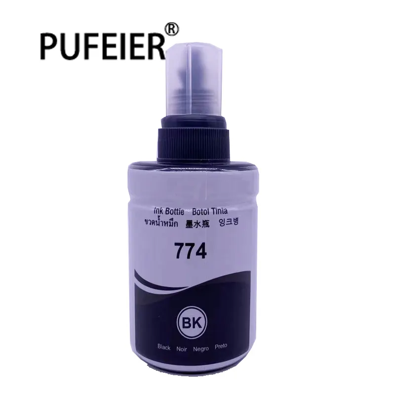 Botella de tinta para impresora de inyección de tinta, botella de 140ML, T774, T7741, 774, recambio de tinta de pigmento Compatible con Epson L605, L655, L1455, L656, M100, M105, M205, M200